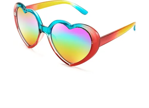 FEISEDY Lentes de sol polarizados en forma de corazón, de gran tamaño, vintage, a la moda, para mujer, UV400 B2337