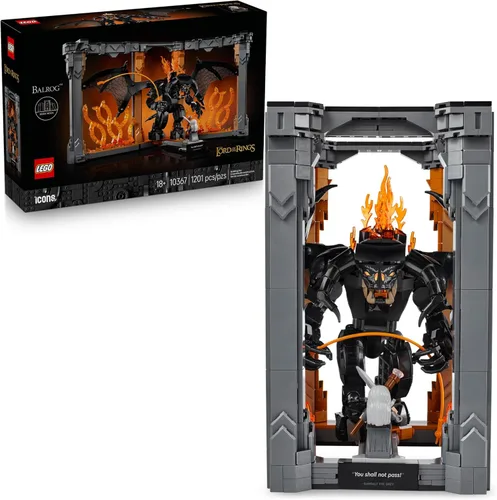 LEGO Icons The Lord of the Rings: Balrog Book Nook Kit - Kit de construcción de manualidades DIY para adultos, 18+ - Minifigura coleccionable de