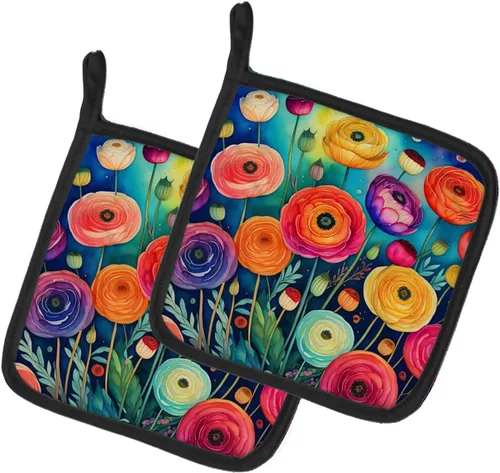 Miniatura 82 de Caroline's Treasures Juego de soportes para ollas de cocina coloridos de Asters, resistentes al calor, almohadillas calientes para cocinar, hornear