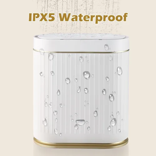 Miniatura 6 de ELPHECO Cubo de Basura para Baño de 2 Galones Cubo de Basura Inteligente de Plástico Impermeable 7.5L Cesto de Basura Decoración de Baño Cubo de Oro