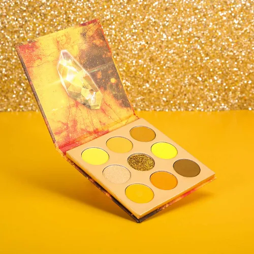 Miniatura 7 de Docolor Paleta de sombras de ojos de 9 colores, sombras de ojos amarillas, paletas de sombras de piedras preciosas, sombras altamente pigmentadas