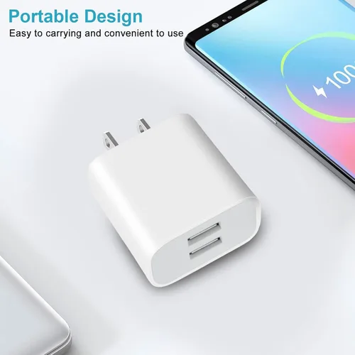 Miniatura 3 de Paquete de 3 cargadores de pared USB, adaptador de enchufe de doble puerto para bloque de carga de toma de pared, adaptador de corriente USB