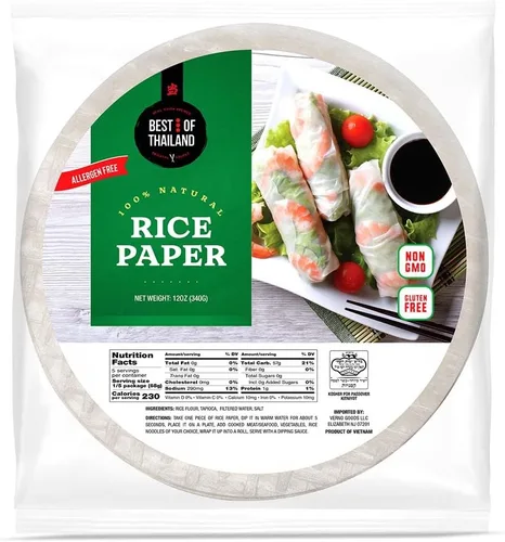 Miniatura 13 de Best of Thailand [Redonda] Envolturas de papel de arroz integral 1 paquete Perfectas para rollitos de primavera frescos y dumplings Sin OGM, sin