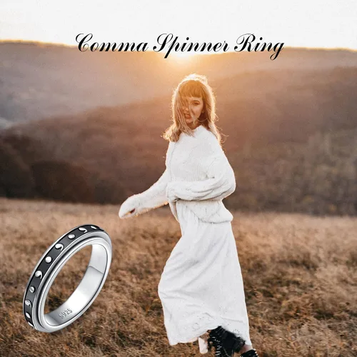 Miniatura 12 de Yearace Anillos giratorios para aliviar la ansiedad, anillo de plata de ley 925 para TDAH y alivio del estrés para mujeres