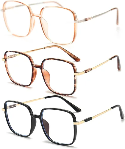 Miniatura 2 de Paquete de 3 lentes de lectura de gran tamaño para mujeres y hombres, marco grande súper ligero, bloqueo de luz azul, lentes de lectura