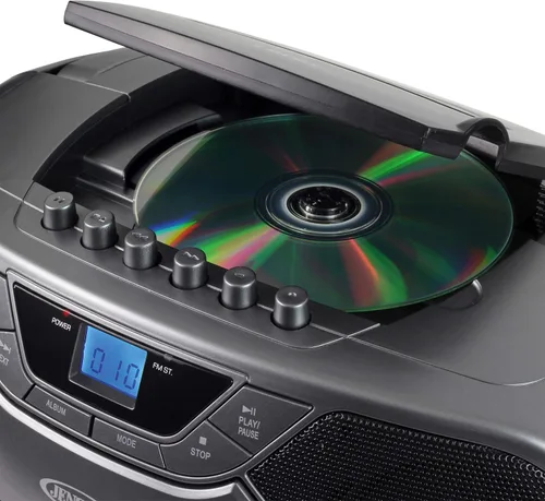 Miniatura 3 de JENSEN CD-590-GR CD-590 1 vatios estéreo portátil CD y reproductor de cassette/grabadora con radio AM/FM y Bluetooth (gris)