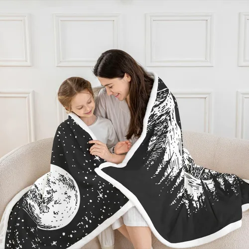 Miniatura 5 de Erosebridal Manta de sol y luna para cama, manta de forro polar abstracto con estrellas y sol para silla, niños y niños, manta de sherpa bohemia