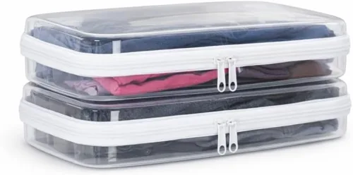 Maple & Lark Bliss Bins - Estuche rígido transparente con cremallera para almacenamiento - Estuche de lápices de plástico transparente de grado