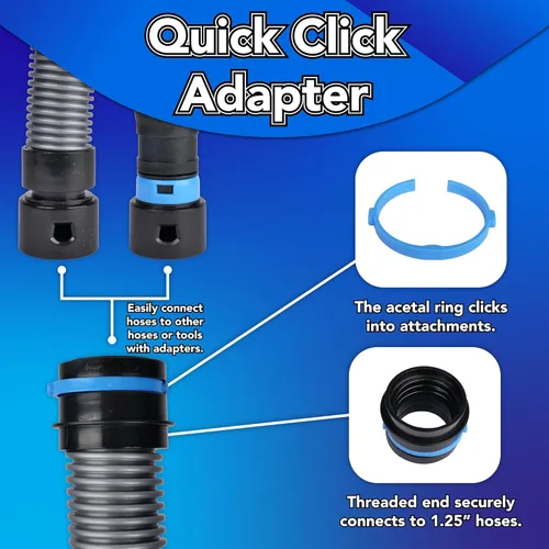 Miniatura 4 de Cen-Tec Systems 94731 Manguera de Clic Rápido de 30 Pies para Aspiradoras Domésticas y de Taller con Conjunto de Adaptadores de Herramientas