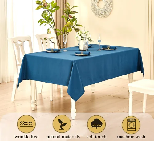 Miniatura 4 de Mantel rectangular de lino texturizado impermeable y sin arrugas, mantel de granja resistente a las manchas, mantel decorativo de tela para mesa