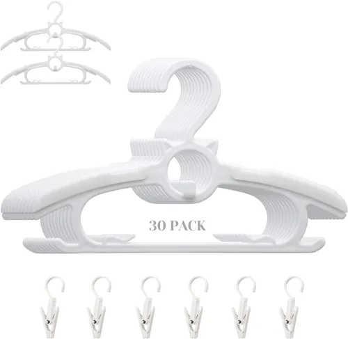 Miniatura 18 de Perchas de guardería para armario de bebé, paquete de 30 perchas ultradelgadas antideslizantes y extensibles para ropa de recién nacido, colgador