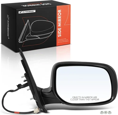 A-Premium Espejo eléctrico para puerta del lado del pasajero, compatible con Toyota Yaris 2007-2012, sin calefacción, plegable, manual, negro,