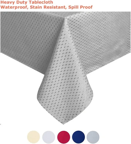 Miniatura 5 de Tektrum Mantel cuadrado resistente de 70 x 70 pulgadas, elegante tejido de punto gofre, a cuadros, impermeable, resistente a las manchas, sin