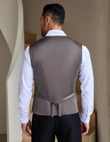 Miniatura 4 de COOFANDY Chaleco de traje casual para hombre, chaleco formal ajustado para negocios, chaleco de deshierbe