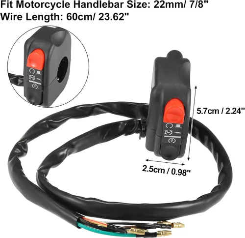 Miniatura 3 de Motoforti Interruptor de encendido DC 12V 7/8 "0.866 in para manillar de motocicleta