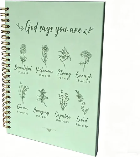 Miniatura 10 de Cuadernos cristianos en espiral para mujeres - Diario de oración para estudio bíblico con "Dios dice", 140 páginas, cuaderno de materias de tapa