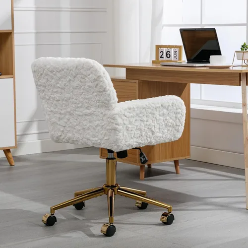 Miniatura 3 de Silla de oficina simple y moderna silla cómoda para escritorio, silla de oficina ancha, sillas de trabajo para oficina en casa para adultos, Beige