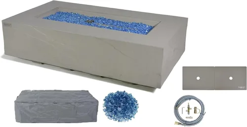 Miniatura 78 de Elementi+ Mesa de Fuego de Gas Colorado de Hormigón Fundido de 56" Rectangular, Hoguera al Aire Libre con Ignición Electrónica Incluye Cubierta