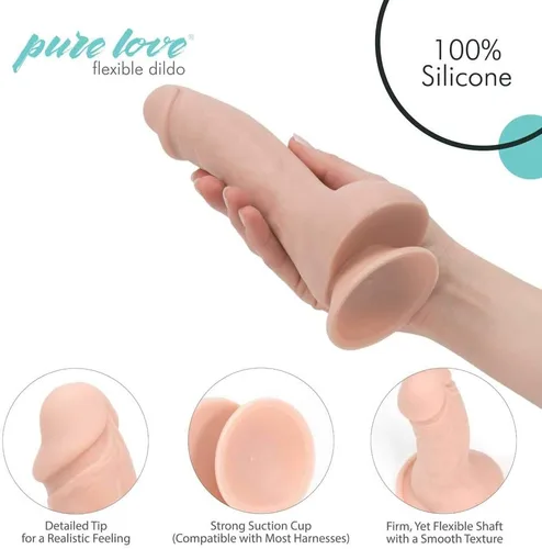 Miniatura 2 de Pure Love - Vibrador de silicona con ventosa, 7.5 in, color beige, juguete sexual para adultos