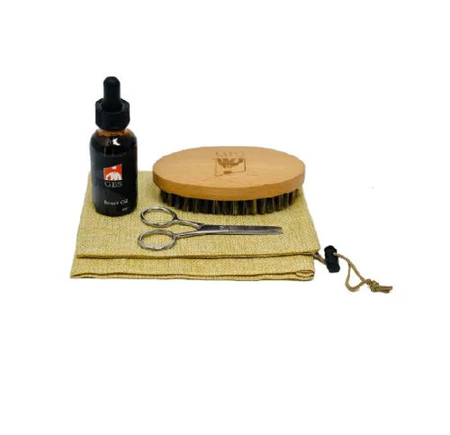 Miniatura 3 de G.B.S Kit de aseo para el cuidado de la barba para hombres, aceite de barba, bálsamo para barba, suero de crecimiento de barba, cepillo militar