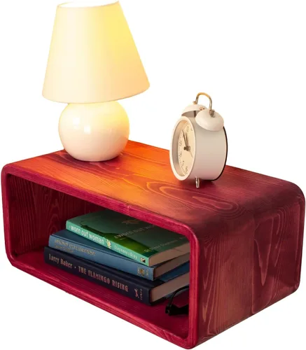 Miniatura 12 de Mesita de Noche Flotante de Madera, Mesa de Noche, Estantería de Noche, Hecho a Mano, Estante de Noche Montado en la Pared, Estilo Minimalista
