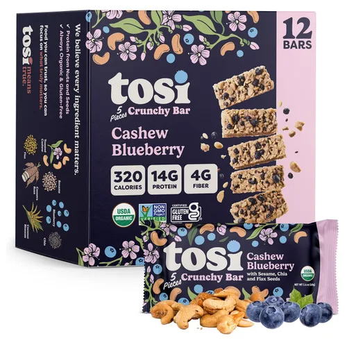 Miniatura 12 de Tosi Organic SuperBites Snacks veganos, 2.4 onzas (paquete de 12), sin gluten, Omega 3s, barras de proteína vegetal con lino y semillas de chía