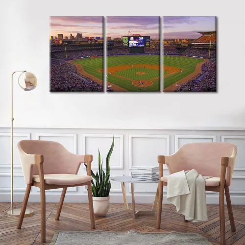 Miniatura 2 de TUMOVO American Major Baseball - Lienzo decorativo para pared, diseño de estadio de los Bravos, 3 piezas, arte de pared de Filadelfia, cuadros