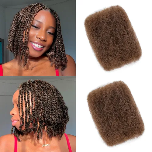 Miniatura 12 de BLL Afro Kinkys - Cabello humano a granel, 100% cabello humano para mini torsión, trenzas, extensiones de rastas, cabello rizado afro, color negro a