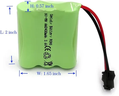 Miniatura 2 de Paquete de baterías de 3.6v, 2400mAh Nimh AA batería recargable RC con cable de carga para juguetes RC 3.6 V SM