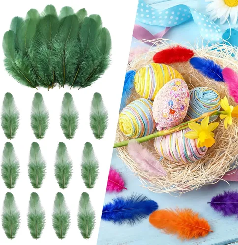 Miniatura 16 de THARAHT Plumas coloridas de gallo artesanal, 300 plumas de colores de 3 a 5 pulgadas, a granel para jardín de infantes, manualidades, boda, hogar