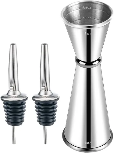 Miniatura 20 de Medidor para barman, Briout Jigger doble de cóctel japonés de primera calidad, acero inoxidable grado alimenticio 304, 2 OZ 1 OZ con mediciones