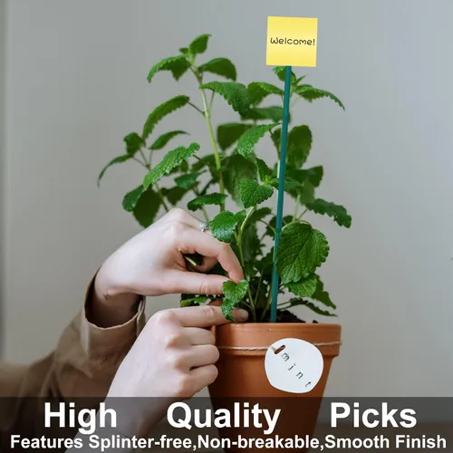 Miniatura 7 de 50 estacas de madera de 18 pulgadas para plantas de jardín, tomate, estacas y soportes para plantas en maceta, viene con 100 lazos verdes