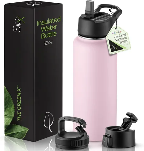 Miniatura 26 de SIPX™ Botella de Agua Aislada de 18 oz con 3 Tapas – Acero Inoxidable a Prueba de Fugas, Triple Aislamiento – Frío 24 Horas/Caliente 12 Horas