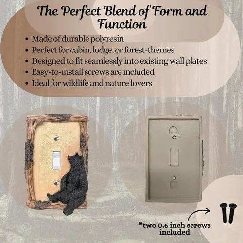 Miniatura 4 de BestGiftEver Black Bear on Logs - Placa de pared para decoración del hogar estilo cabaña Lodge Ideal para amantes de la naturaleza y la vida