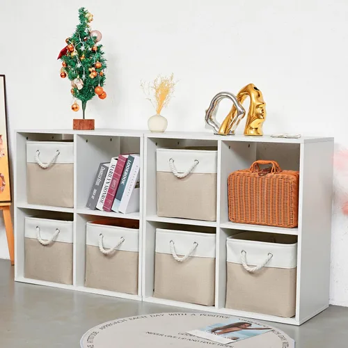 Miniatura 6 de MidmmVick Contenedores de almacenamiento de cubos de 12 x 12 pulgadas, paquete de 6 cubos de almacenamiento plegables grandes de tela con cuerdas