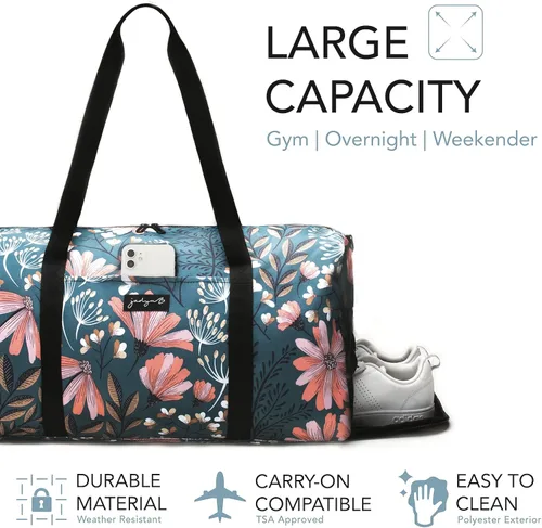 Miniatura 2 de Jadyn - Bolsa grande de lona de mujer para fin de semana, 22in, con bolsillo para zapatos, bolsa de viaje