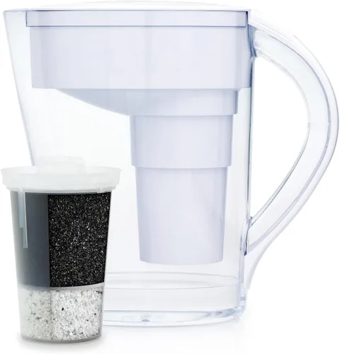 Miniatura 2 de Santevia MINA - Jarra alcalina de filtro de agua y filtro de repuesto de paquete de 3 unidades, filtro de cloro y plomo, jarra purificadora de agua