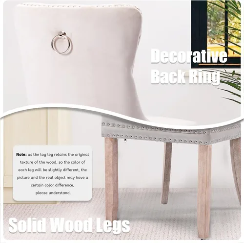Miniatura 7 de SoarFlash Juego de 4 sillas de comedor de terciopelo, silla lateral de respaldo alto, silla lateral tapizada moderna de alta gama con capitoné