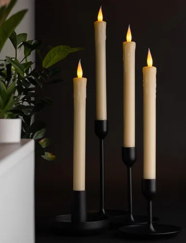 Miniatura 6 de Paquete de 6 velas LED de 10 pulgadas sin llama de cera real de color marfil con control remoto, botón de encendido/apagado, regulable, modo