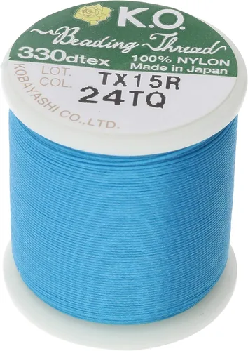 Miniatura 15 de Hilo de nailon para cuentas KO, color blanco, japonés encerado al 100%, 330TEX, resistente a enredos, carrete de 50 m / 55 yardas, para proyectos