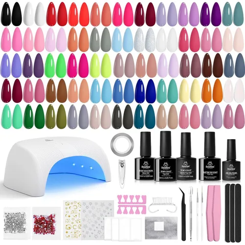 Miniatura 10 de Beetles Deal Box - Kit de esmalte de uñas de gel con luz UV – 32 colores esenciales de estudio, 68 piezas de esmalte de uñas con capa base libre