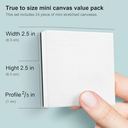 Miniatura 2 de AUREUO Mini lienzo magnético estirado de 2.5 x 2.5 pulgadas, paquete de 24 unidades, pequeño tablero de lienzo envuelto en cuadrados con parte
