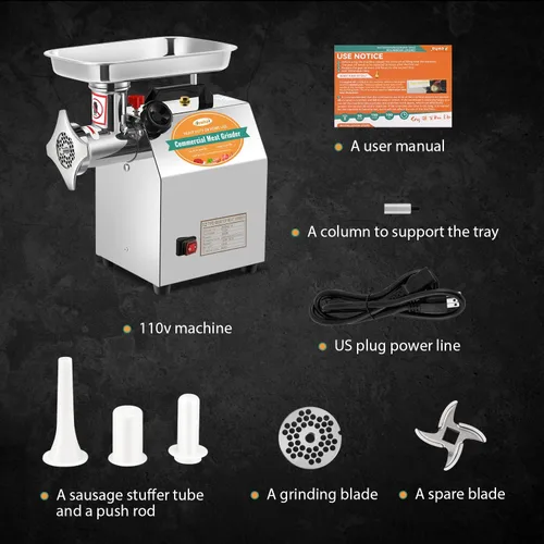 Miniatura 6 de Newhai Picadora de carne comercial 1.3HP Máquina de pulir carne eléctrica Picadora de carne industrial de alta resistencia Embutidora de salchichas