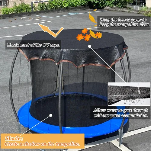 Miniatura 4 de Funda de sombra para cama elástica redonda de 10 pies, cubierta redonda para cama elástica al aire libre para protección solar y bloqueo de hojas