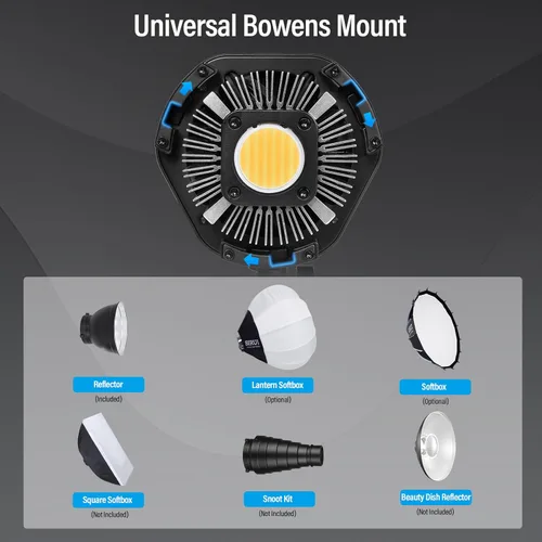 Miniatura 7 de SIRUI Luz de video LED CS100 de 100 W, iluminación continua de luz diurna portátil, CRI 96 de 5600K, TLCI 98 4000Lux/m, montaje Bowens, 8 efectos