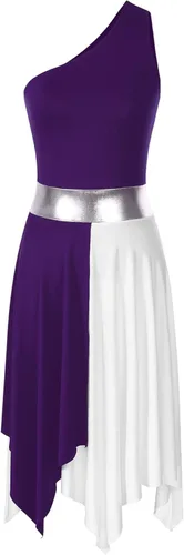 Miniatura 44 de easyforever Vestido de baile sin mangas con bloques de color para mujer, alabanza litúrgica, ropa de baile lírico, vestido de bata de adoración