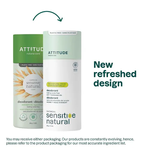 Miniatura 2 de ATTITUDE Desodorante sin bicarbonato de sodio para pieles sensibles con avena y aceite de aguacate, verificado por EWG, sin aluminio, sin plástico