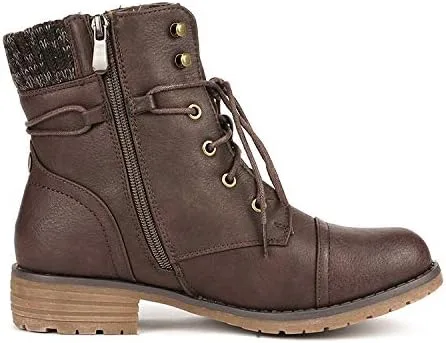 Miniatura 3 de DREAM PAIRS Botines de combate con cordones para mujer