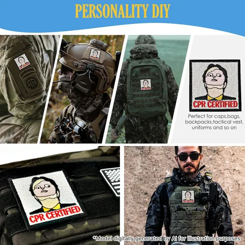 Miniatura 3 de Parche certificado CPR, 1 parche bordado de moral con cierre de gancho, divertidos parches de memes para mochilas, chalecos, chaquetas, jeans