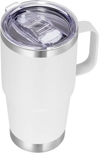 Miniatura 25 de VEGOND - Vaso de viaje de 20 oz con asa, tapa con cierre y popote, de acero inoxidable, aislante, taza de café, a prueba de derrames, de doble Verde
